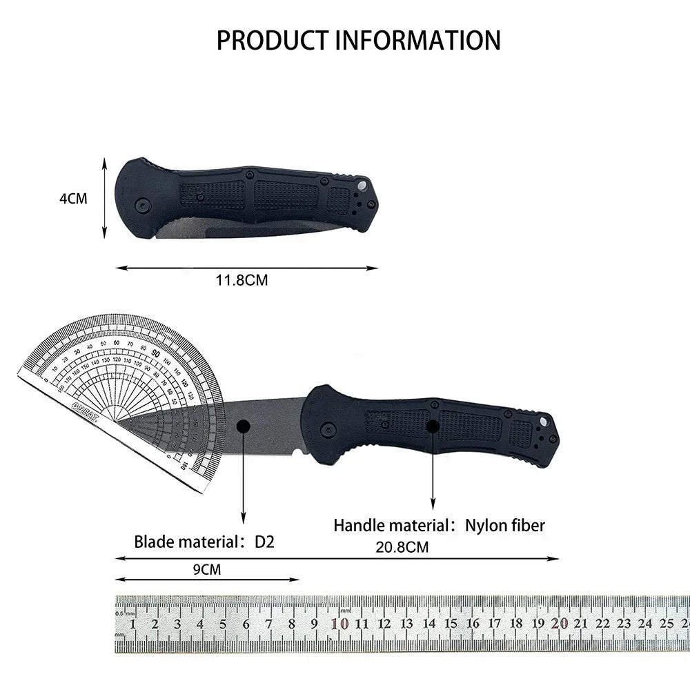 EDC Folding Knife D2 Steel Blade Nylon Fiber Handle Flipper