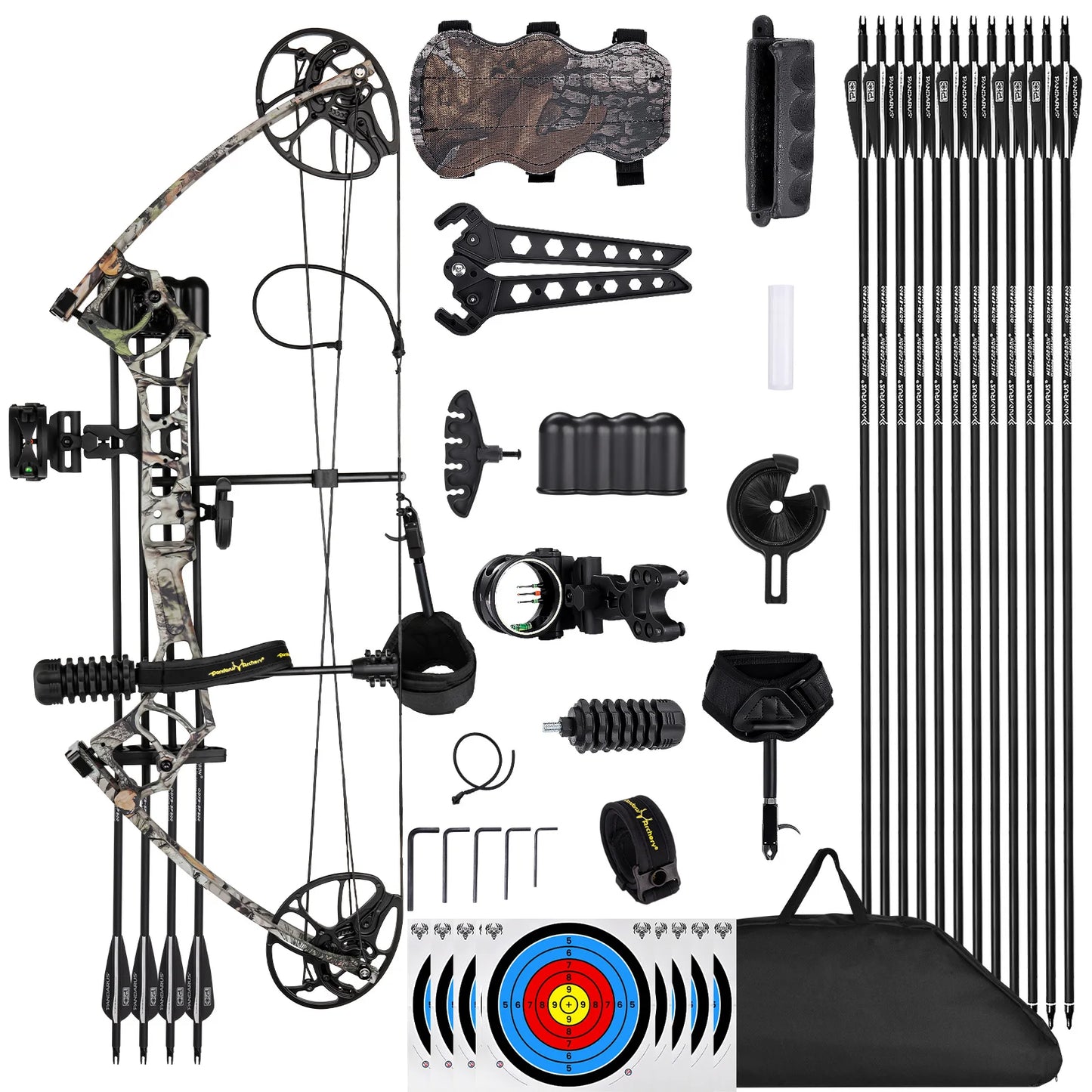 MOTION ZEUS Archery Ready to Hunt Compound Bow Package for Adults and Teens,0-70 Lbs 25"-31"Adjustable Shooting Practice Bow