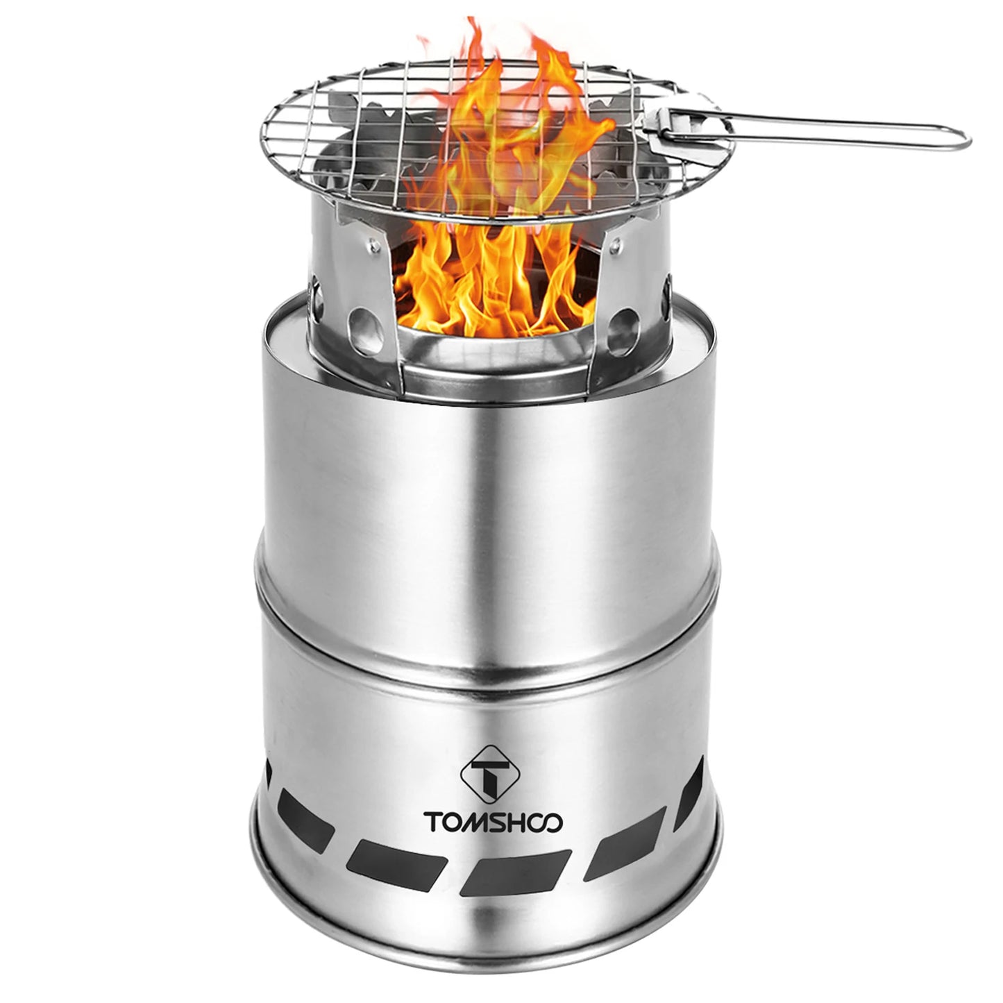 Portable Folding Windproof Wood Burning Stove Compact Stainless Steel Alcohol Stove Outdoor Camping Hiking Picnic BBQ