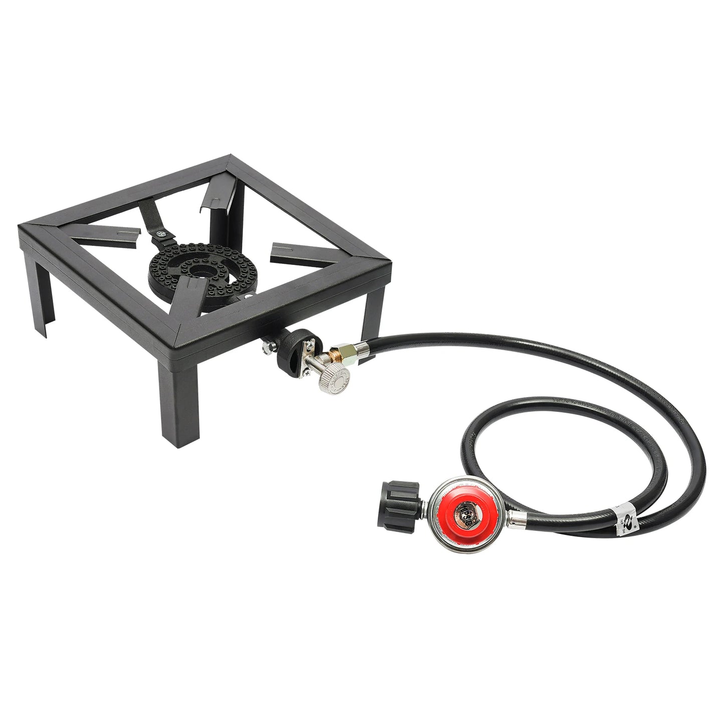 8000W Portable Outdoor Camping Single Burner Gas Stove Propane Cooker, with Adjustable Regulator Hose (0-20PSI) for Camping, BBQ
