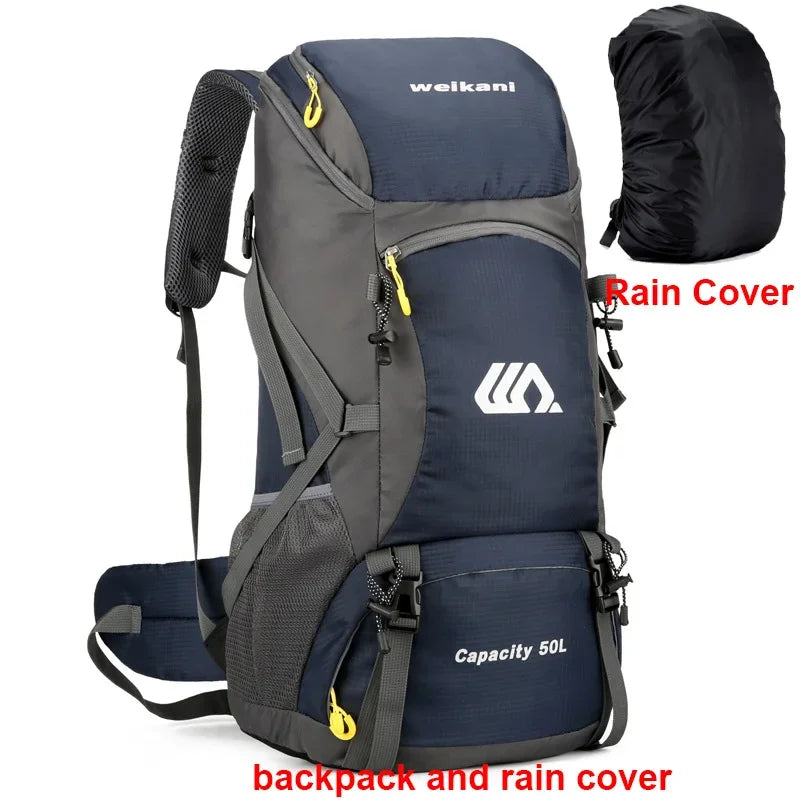 50L Travel Backpack Men Large Hiking Bag Tourist Rucksack Waterproof Outdoor Sports Climbing Mountaineering Bag Luggage