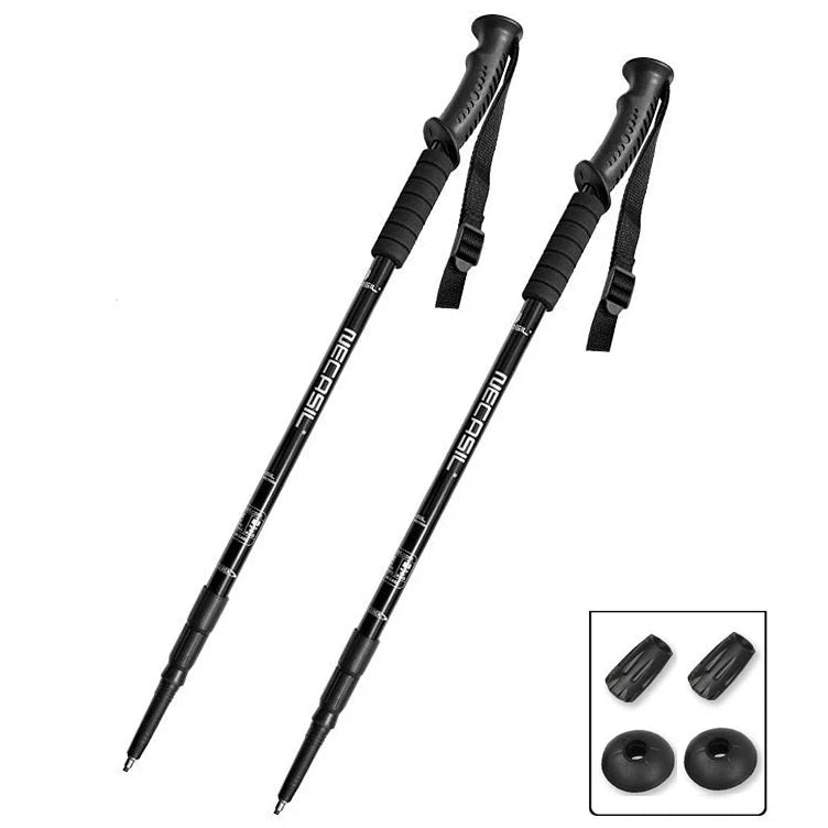 2PCS Adjustable Ultralight Trekking Poles Aluminium Alloy Walking Stick Trail Running Hiking Alpenstock Folding 135cm Tourism