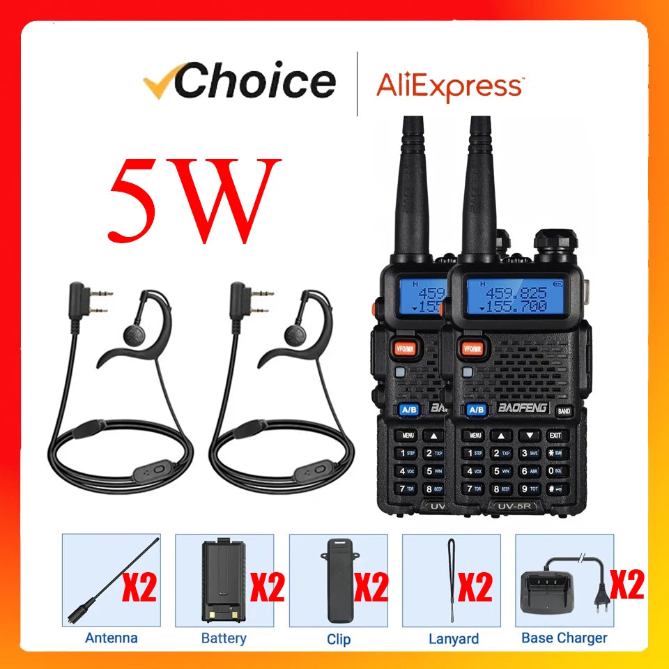 Baofeng UV5R 2 Pack Dual Band Two Way Radio 5W Long Range