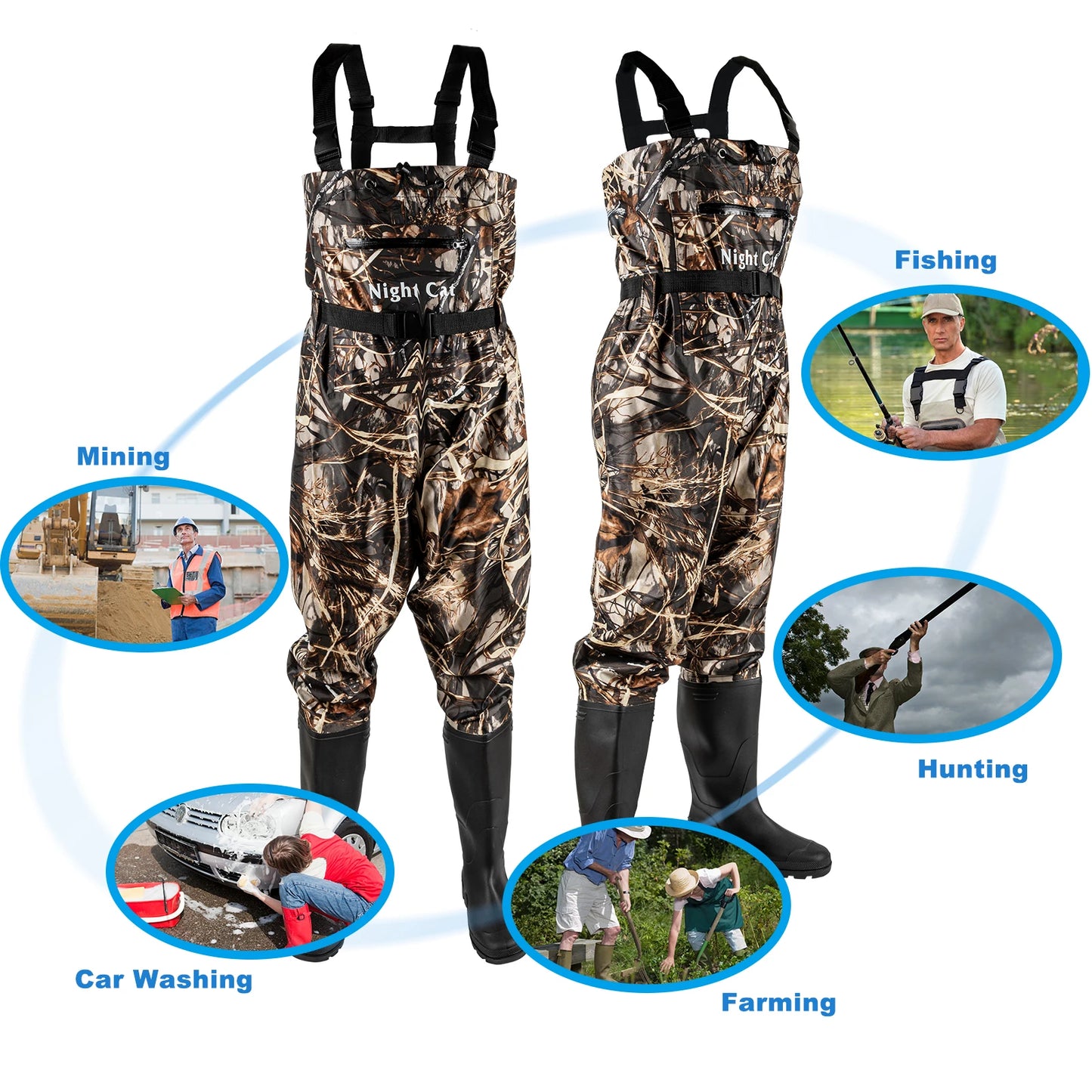 Waders Men, with Boots, Waterproof Chest Wader Nylon&PVC Hunting Well