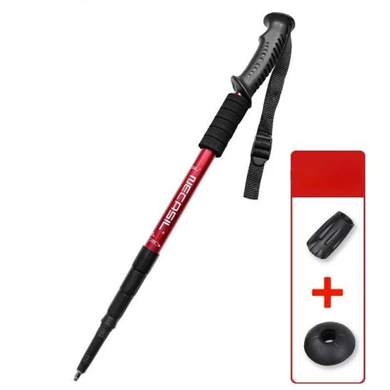 2PCS Adjustable Ultralight Trekking Poles Aluminium Alloy Walking Stick Trail Running Hiking Alpenstock Folding 135cm Tourism