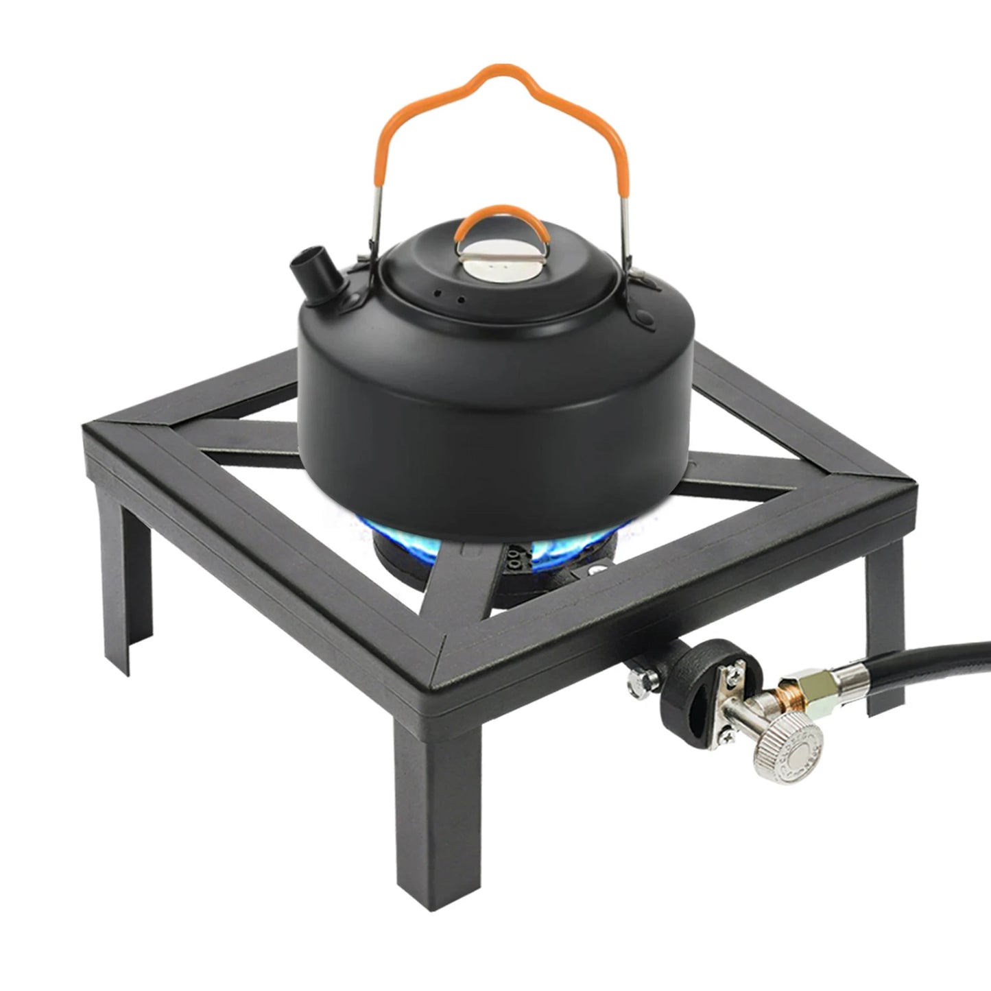 8000W Portable Outdoor Camping Single Burner Gas Stove Propane Cooker, with Adjustable Regulator Hose (0-20PSI) for Camping, BBQ