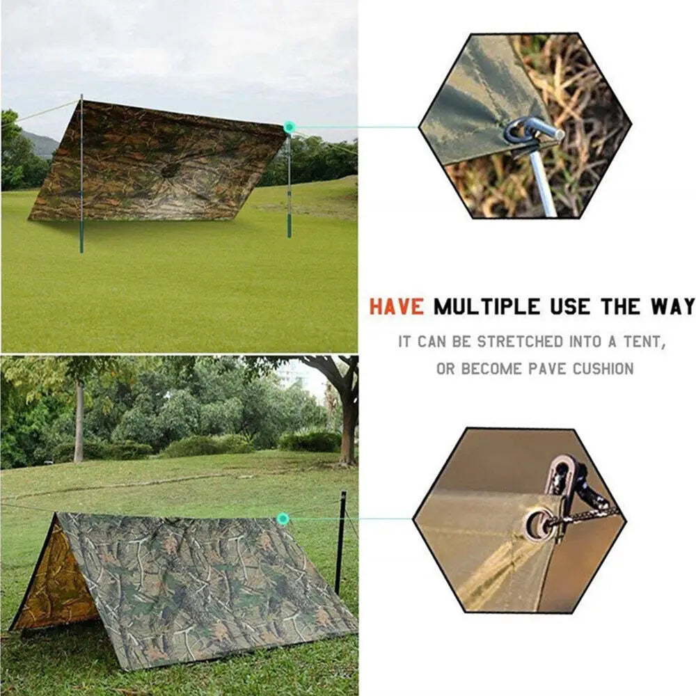 Tactical Rain Poncho - Army Poncho Shelter Waterproof Ripstop for Hunting