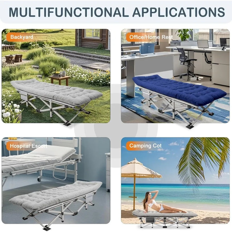 Camping Cot with Comfortable Mattress 1 Pack Folding Camping Cots Cots for Sleeping Camping Bed Heavy Duty Folding Cot with Car