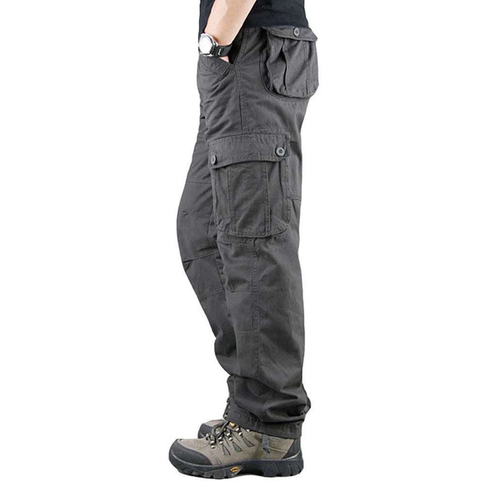 6 POCKETS US Mens Cargo Trousers 100% Cotton Work Trousers Tactical Combat Outdoor Pants