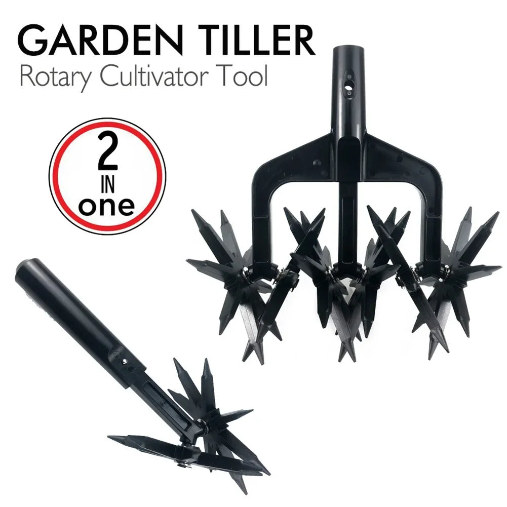 2 in 1 Garden Aerator Ventilated Scarifier Gardening Rotary Tiller Rotary Cultivator Tool Soil Plowing Tool for Garden