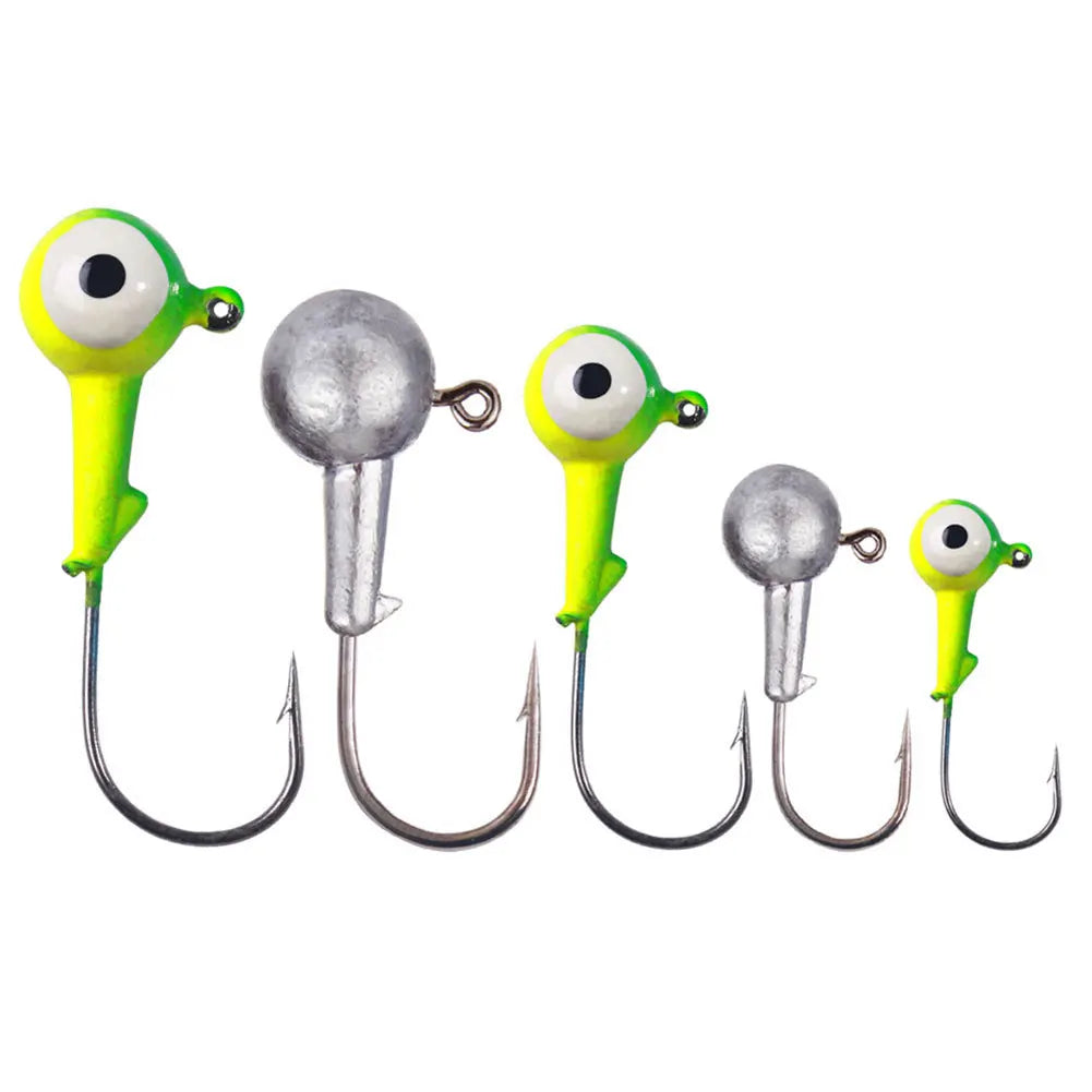 60/75pcs/box Barbed Jig Head Hooks Jigging Head Hooks Fishing Equipment Gear Tackle Accessories