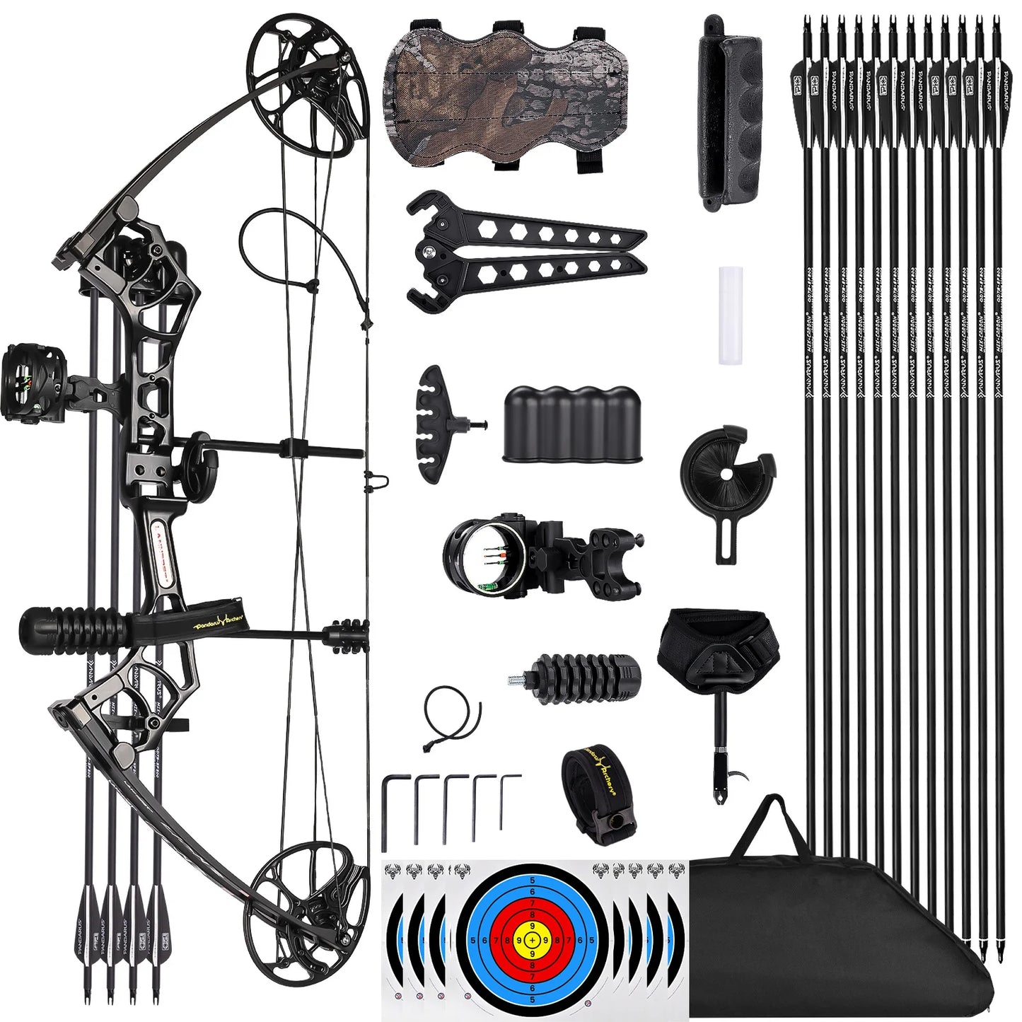 MOTION ZEUS Archery Ready to Hunt Compound Bow Package for Adults and Teens,0-70 Lbs 25"-31"Adjustable Shooting Practice Bow