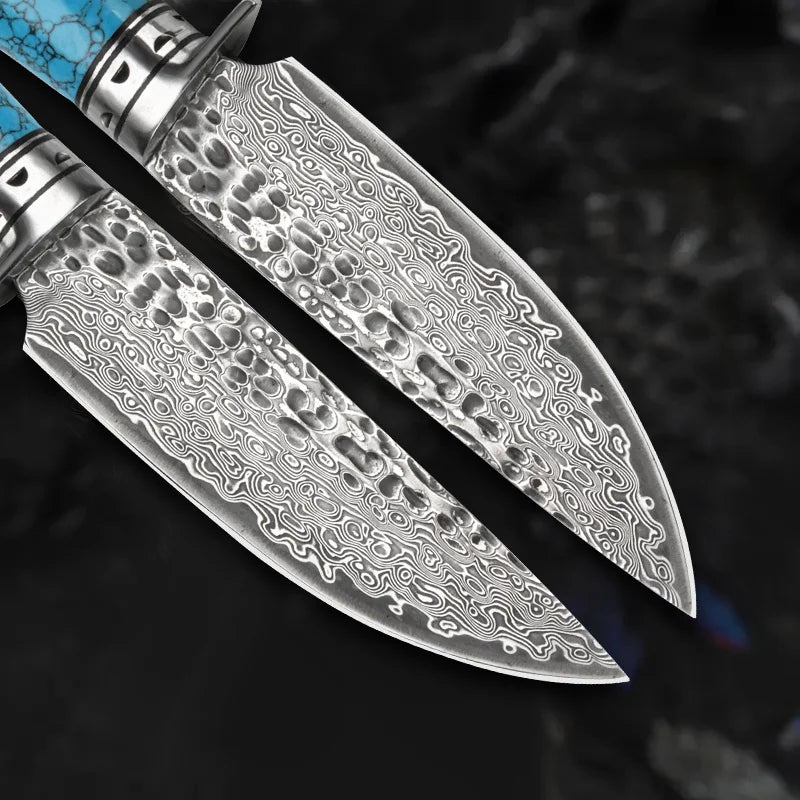 1 Piece Damascus Steel Outdoor Knife with Fixed Blade, Handmade Sheath and Gorgeous Design - Perfect for Camping, Survival and Rescue  | Camping and Survival Equipment