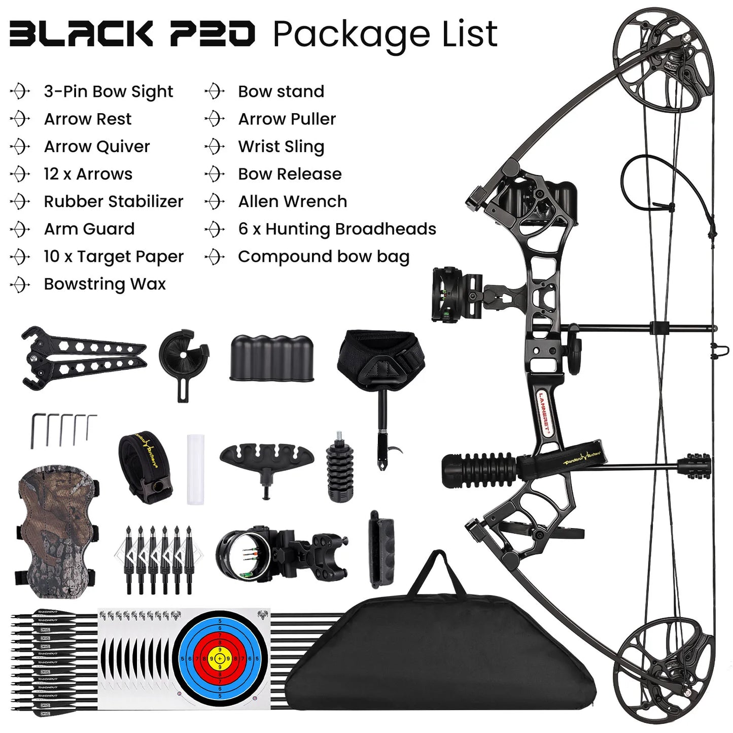 MOTION ZEUS Archery Ready to Hunt Compound Bow Package for Adults and Teens,0-70 Lbs 25"-31"Adjustable Shooting Practice Bow