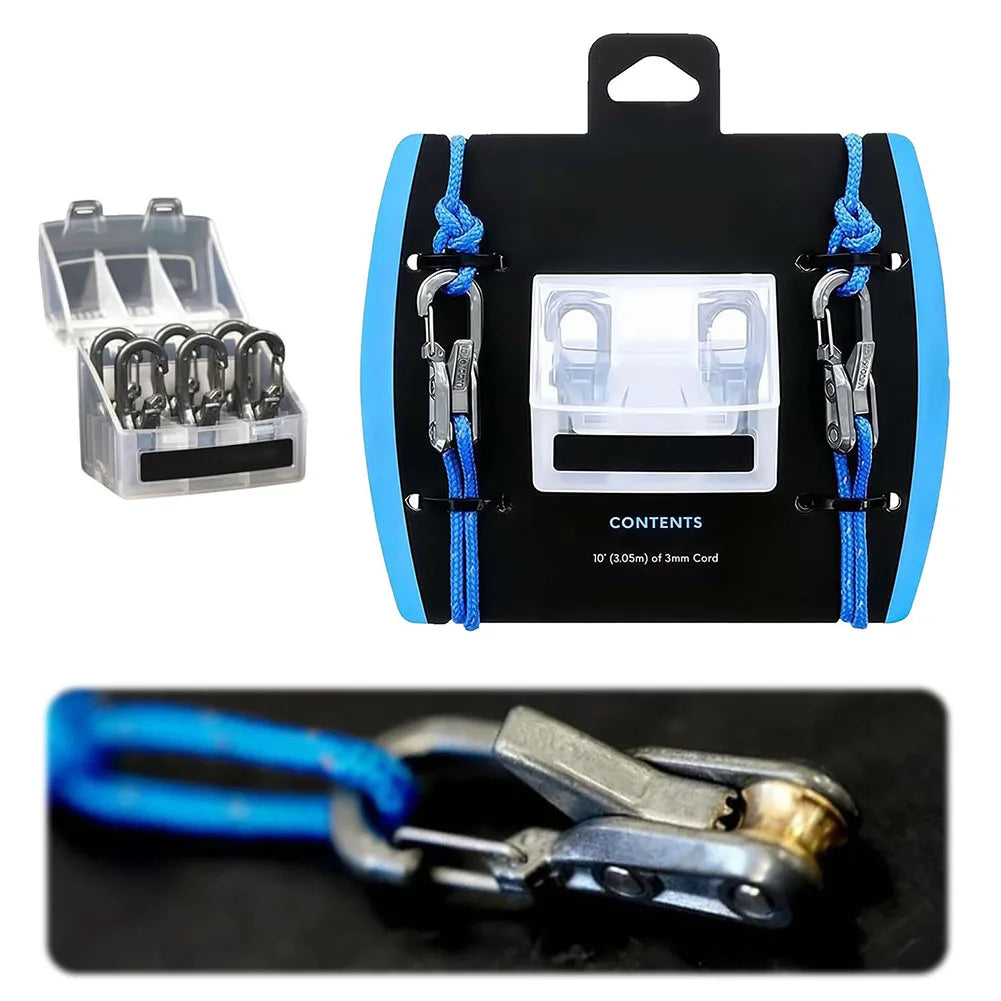 Outdoor Rope Adjuster with 6 Hooks Wear Resist Stainless Steel Rope Tension Adjuster Control Climbing Rope Adjust Equipment