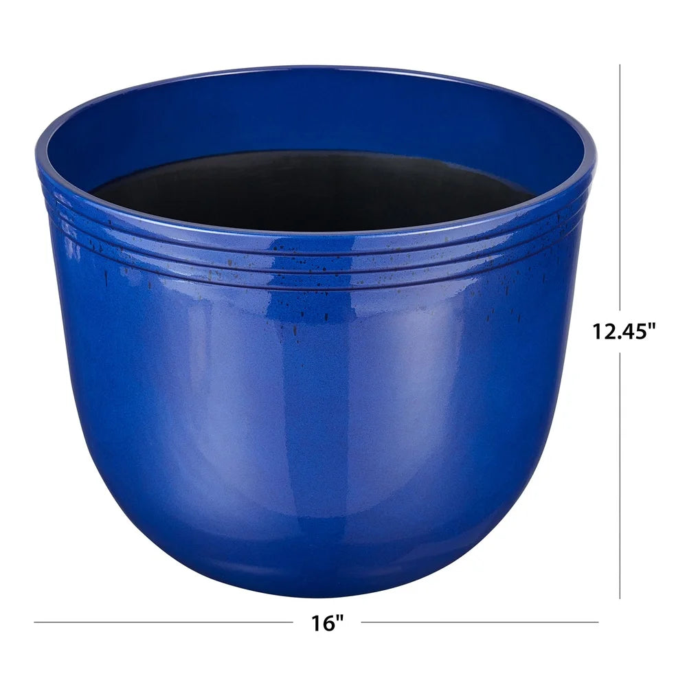 16 Inch Round Plant Pot Lightweight Weather Resistant Planter with Drainage Holes Indoor Outdoor Use Durable Polyethylene