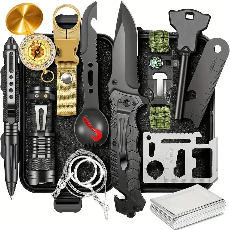 18in1 Multifunctional Emergency Equipment Outdoor Survival Kit Military Outdoor Travel Exploration Camping Tools First Aid Kits