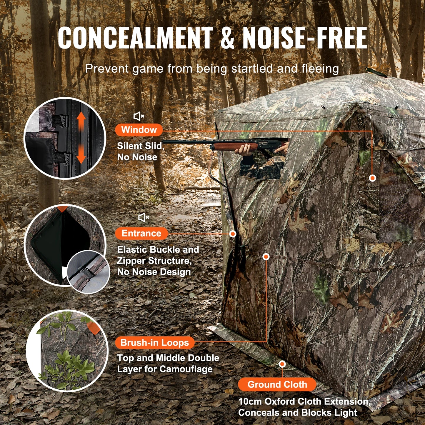 SucceBuy Hunting Blind, 270° See Through Ground Blind, 2-3 Person Pop Up Deer Blind for Hunting with Carrying Bag, Portable Tent