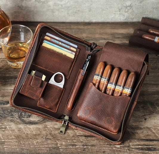 Cigar Storage Bag, Portable Travel Organizer for Cigars and Accessories, Compact Design with Multiple Compartments, Durable and