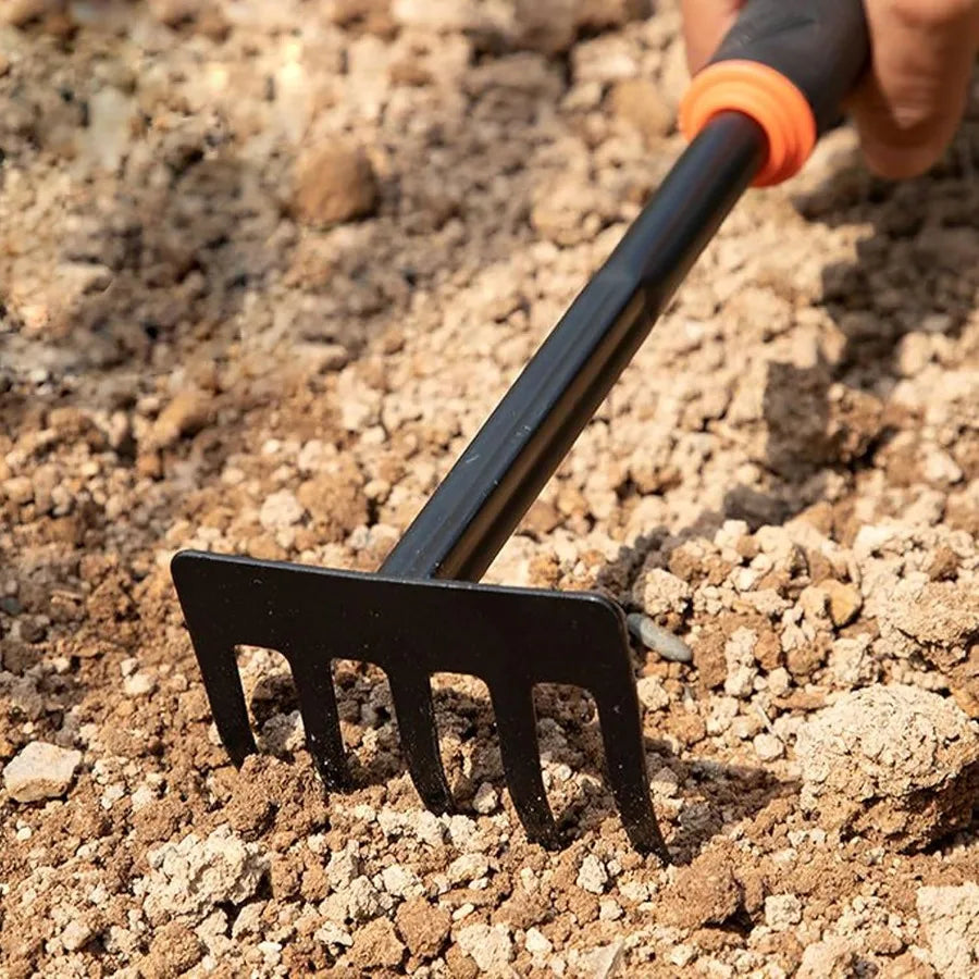 Garden Tool Set 7 Pieces for Outdoor Landscaping and Plant Care: Includes Two Shovels Rakes Cultivators and Transplanting Tools