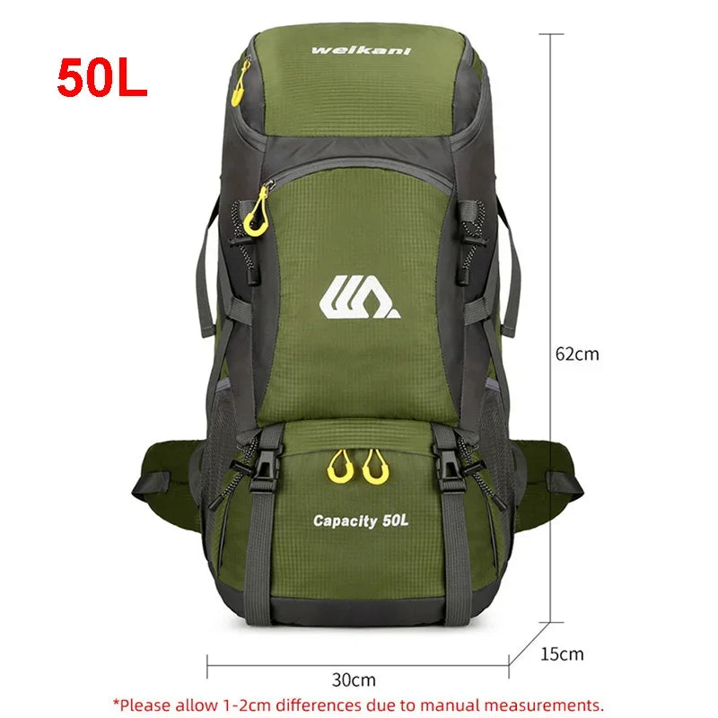 50L Travel Backpack Men Large Hiking Bag Tourist Rucksack Waterproof Outdoor Sports Climbing Mountaineering Bag Luggage