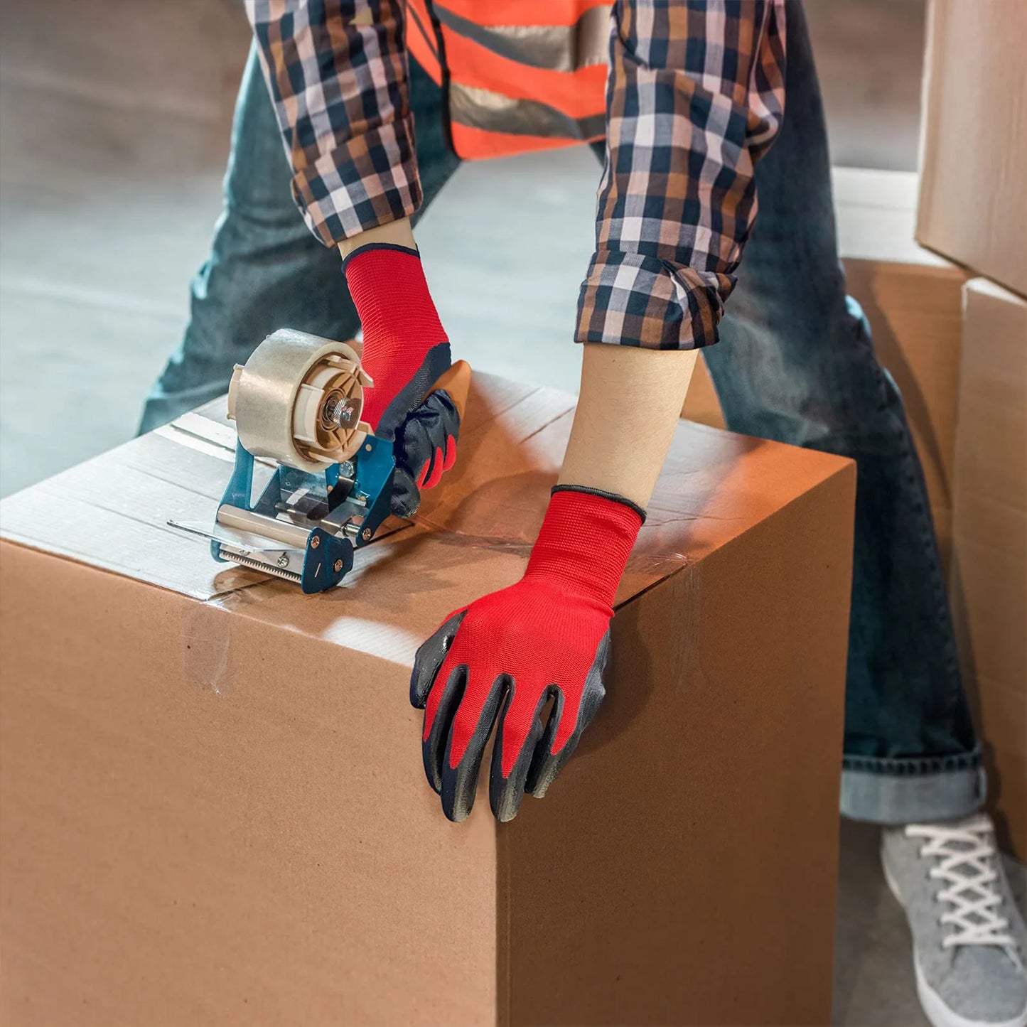 12pcs Garden Glove sets black red Non-slip Multi Use Safety Work Gloves Abrasion-resistant Nitrile Latex Gloves kit