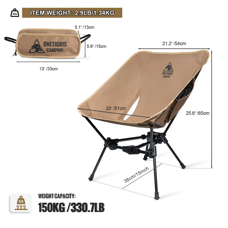OneTigris Tigerblade Chair Foldable Outdoor Chair Triangle Framed Compact Portable Backpacking Chair