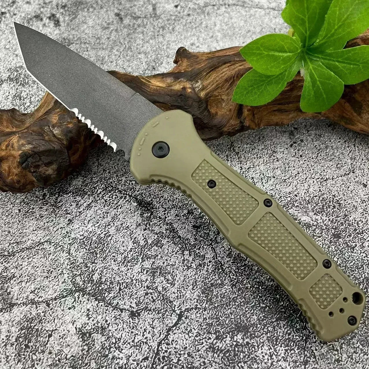 EDC Folding Knife D2 Steel Blade Nylon Fiber Handle Flipper