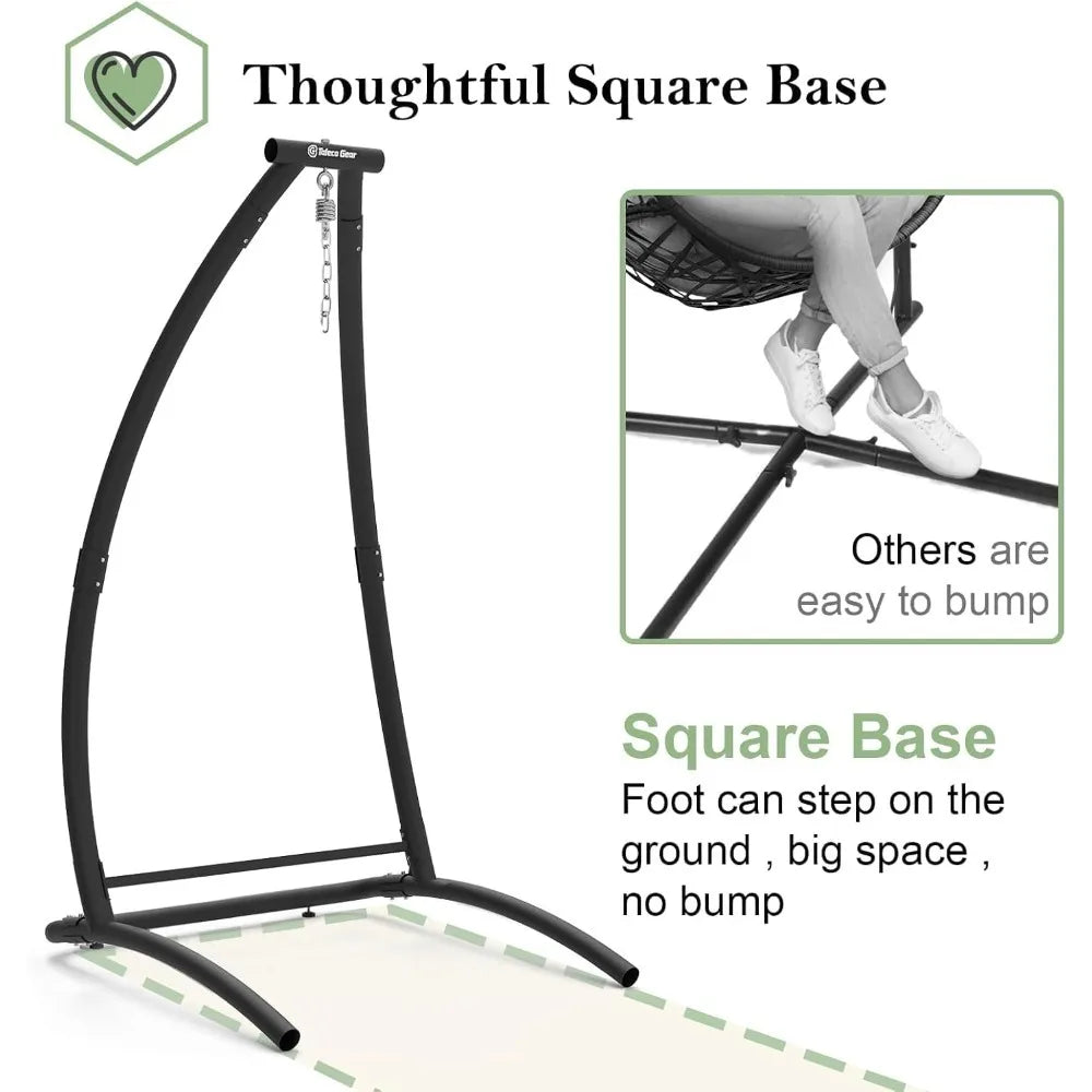 C Type Hammock Chair With Stand For Balcony Patio 300 Lb