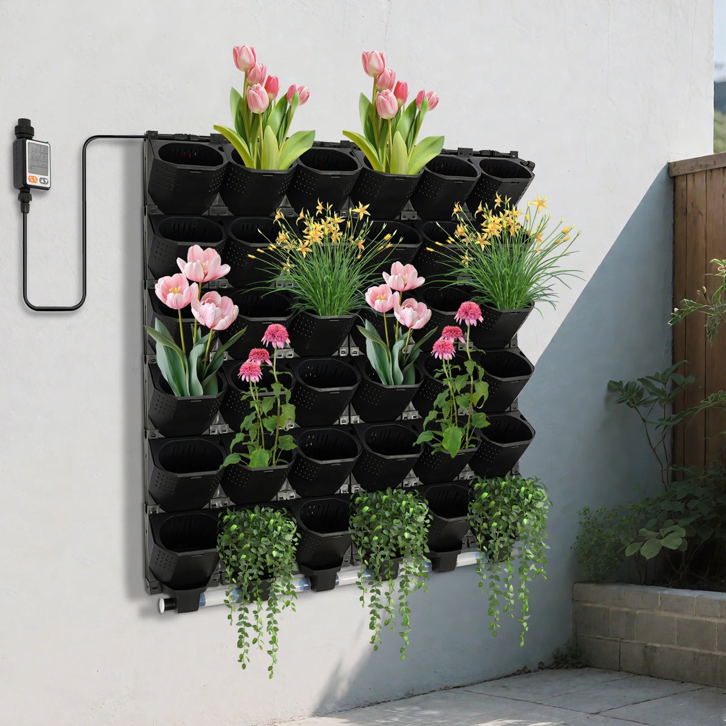 Black Sturdy and Durable Hanging Vertical Wall Planter Self Watering Garden Planter 36*Non-woven Fabrics