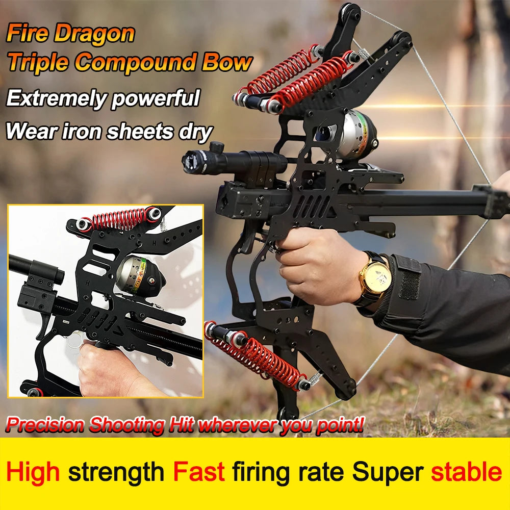Full Metal New Continuous Fire DragonCompound Bow Steel Ball Shooting Archery Shooting Dual-purpose Bow Qutdoor High-precision