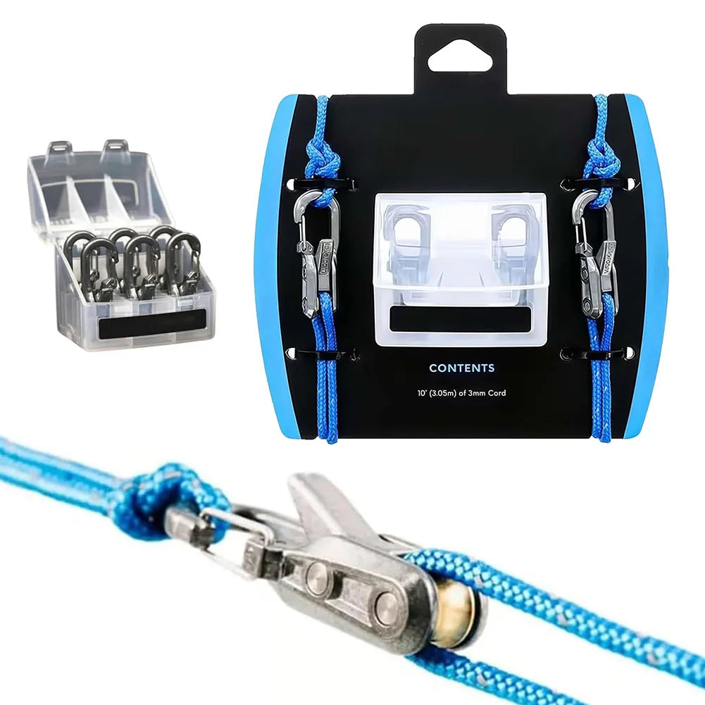 Outdoor Rope Adjuster with 6 Hooks Wear Resist Stainless Steel Rope Tension Adjuster Control Climbing Rope Adjust Equipment