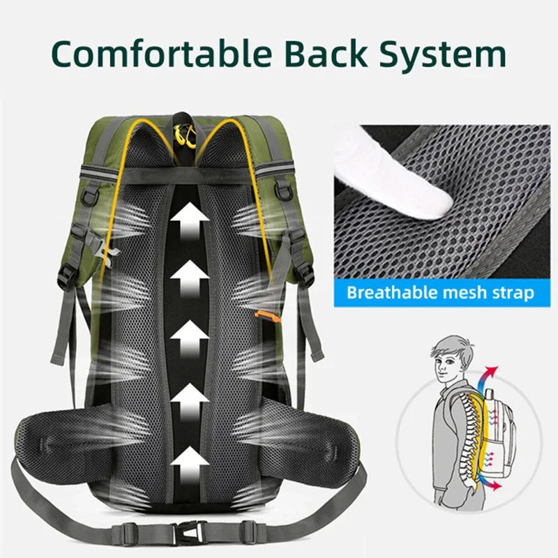 50L Travel Backpack Men Large Hiking Bag Tourist Rucksack Waterproof Outdoor Sports Climbing Mountaineering Bag Luggage