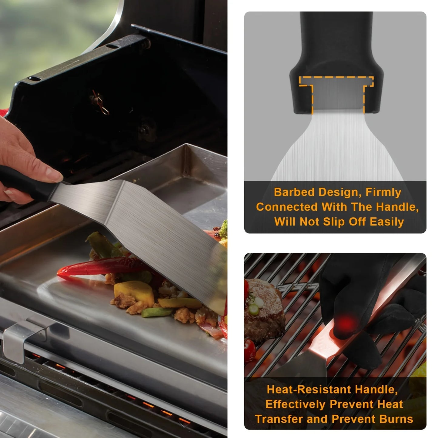 15-Piece Flat Top Grill Tool Set for Blackstone and Camping, Stainless Steel Accessory Set for Outdoor Grilling