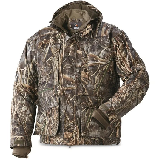 Guide Gear Men’s Waterfowl Hunting Camo Jacket Waterproof and Insulated Mossy Oak