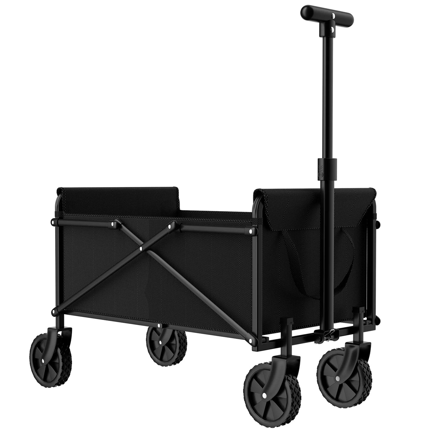 Black Small Handcart Outdoor Hiking Folding Cart Collapsible Utility Shopping Cart Wagon Portable Trolley Cart