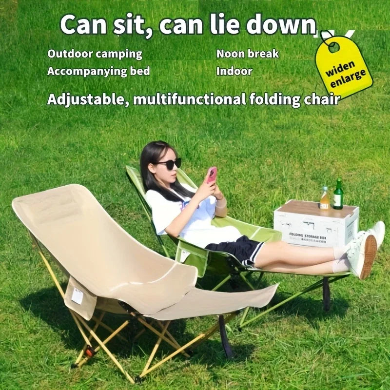 1 PCS 4 Position Adjustable Camping Chair With Footrest Portable Folding Chair For Outdoor Fishing Beach Travel Picnic Relax